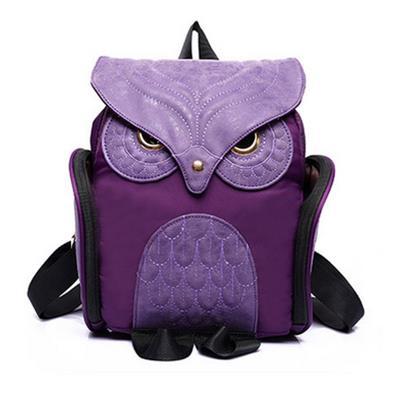 College wind backpack cartoon stitching scrub owl backpack