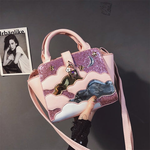 Women Leather Embroidery Handbags Girl Shoulder Bags