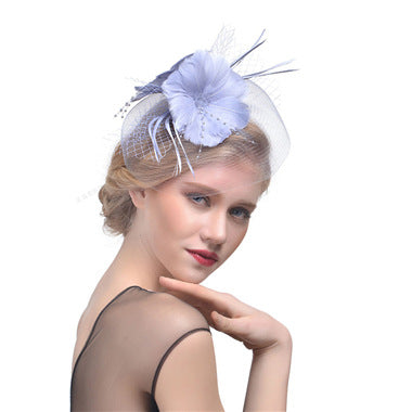 Ladies Net Hairpin Feather Headdress Stage Hat