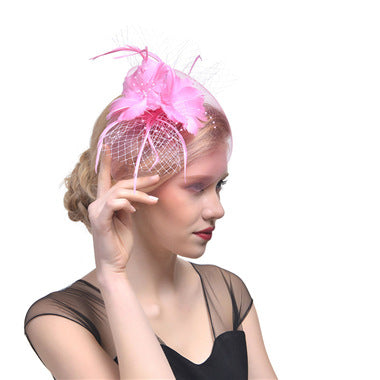 Ladies Net Hairpin Feather Headdress Stage Hat