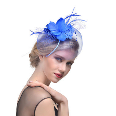 Ladies Net Hairpin Feather Headdress Stage Hat