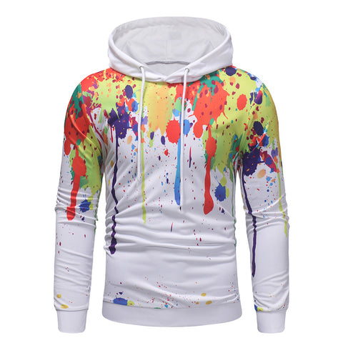 Creative Printed Hooded Men's Pullover Sweater Men