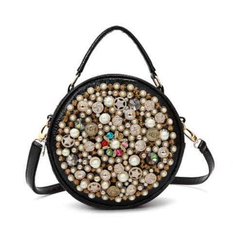 Female Diamond Handbag Vintage Pearl Design Evening Bag Wedding Party Bride Clutch Crossbody Bag Purse Rhinestone Shoulder Bags