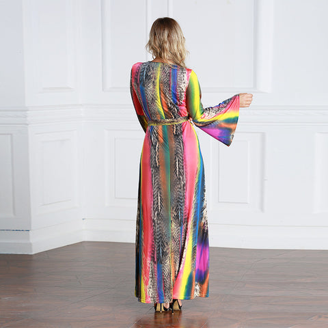 Fashionable Women's Colorful Printed Long Dress