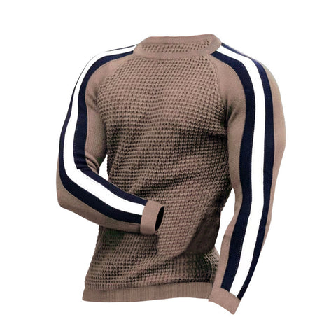 Men's Contrast Slim Bottom Sports Casual Sweater