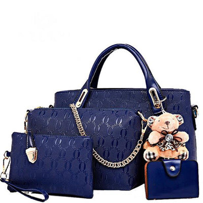 Fashion handbags embossed four piece ladies bag shoulder diagonal handbag