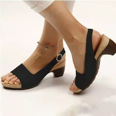 Sandals Summer Low Heel Peep Toe Shoes Women