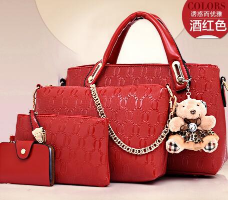 Fashion handbags embossed four piece ladies bag shoulder diagonal handbag