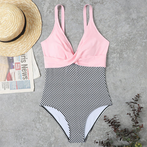 Slimming Color Matching One-piece Bikini Swimsuit For Women