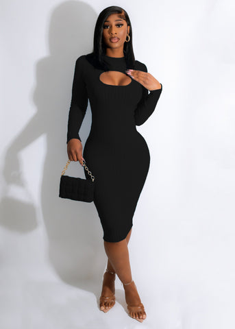 Fashion Thickened Knitted Slim Cut Out Dress