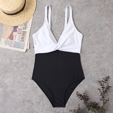 Slimming Color Matching One-piece Bikini Swimsuit For Women