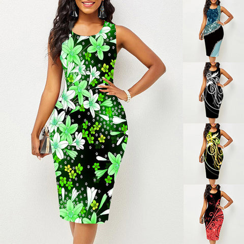 Sleeveless Fashion Print Multicolor Dress Women