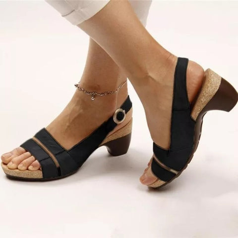 Sandals Summer Low Heel Peep Toe Shoes Women