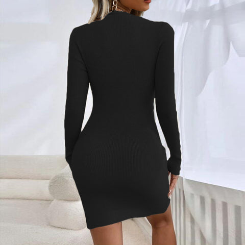 Slim Fit Buttock Knit Sweater Dress