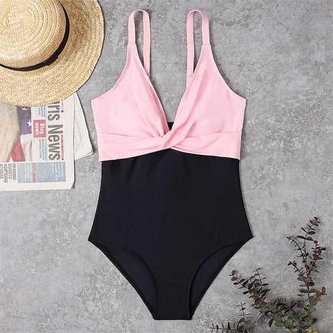 Slimming Color Matching One-piece Bikini Swimsuit For Women