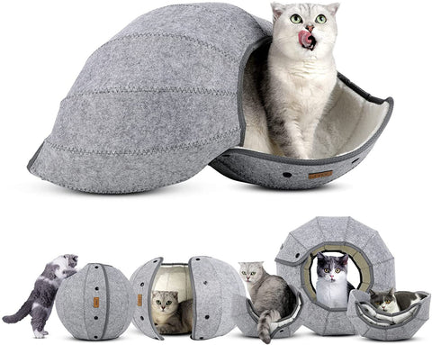 Tunnel Toy Foldable Cat Tube Indoor Cat Cave Bed Multi-Function Pet Toy For Puppy Dogs Cats Interactive Ball Toy