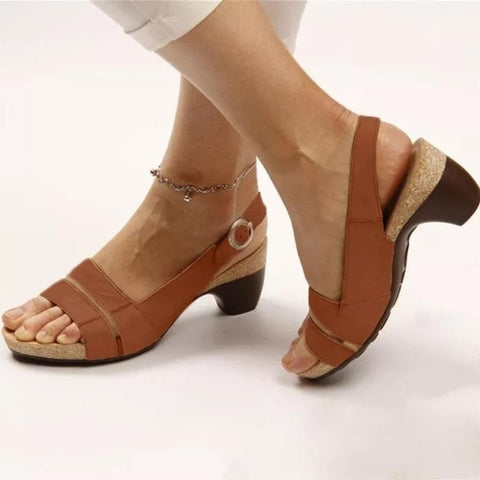 Sandals Summer Low Heel Peep Toe Shoes Women