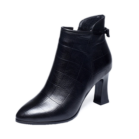 Women's Short Boots With Thick Heels Mid-heel