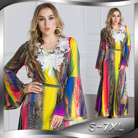 Fashionable Women's Colorful Printed Long Dress