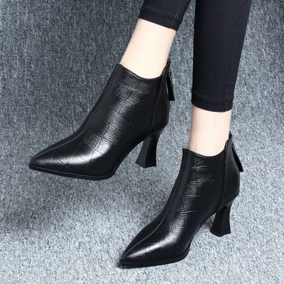 Women's Short Boots With Thick Heels Mid-heel