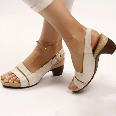 Sandals Summer Low Heel Peep Toe Shoes Women