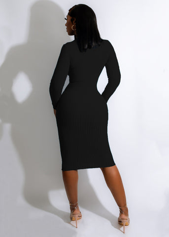 Fashion Thickened Knitted Slim Cut Out Dress