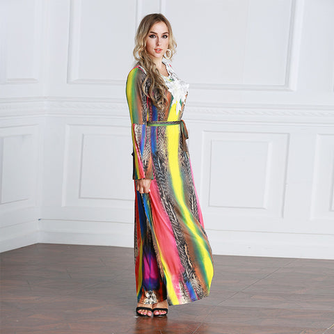 Fashionable Women's Colorful Printed Long Dress