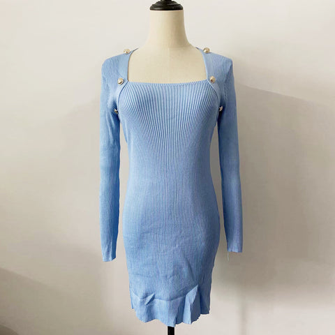 Slim Fit Buttock Knit Sweater Dress